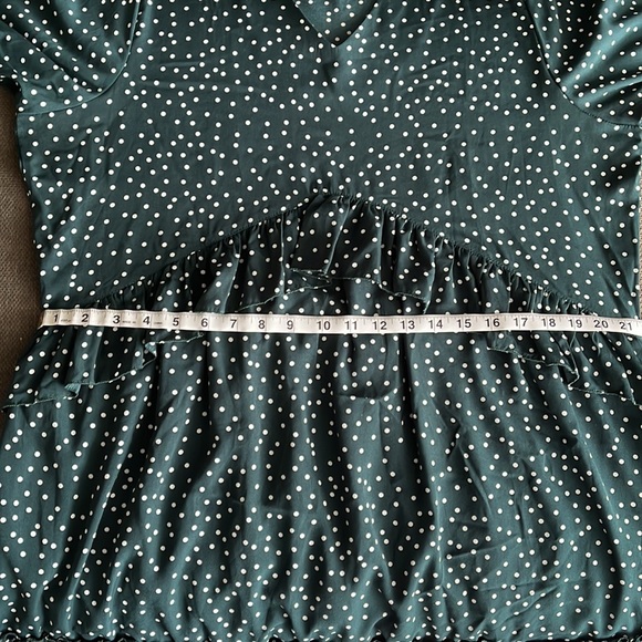 Forest Green Polka Dot Mini Swing Shift Dress - Size XXL - Picture 7 of 7